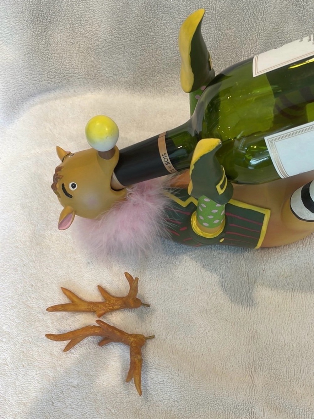 Whimsical Reindeer Wine Bottle Holder in Green - Picture 6 of 8